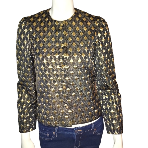 Wahls Vintage Black and Gold Blazer Women's Size 6 (S-M) - Picture 2 of 9